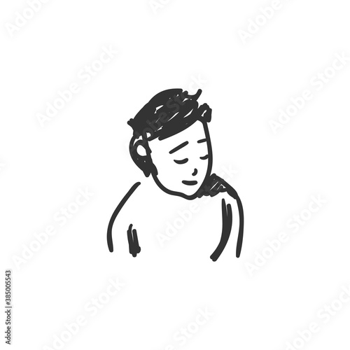 Courage feeling icon. Courage man. Outline sketch drawing. Human emotions and feelings concept. Self-confidence, calm, reliance expression. Isolated vector illustration
