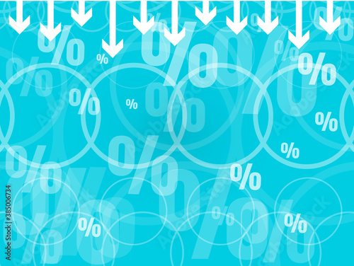 Percent on arrows blue background.