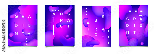 Abstract geometric shapes with neon gradient like in lava lamp. Futuristic cover with liquid organic smooth blobs.