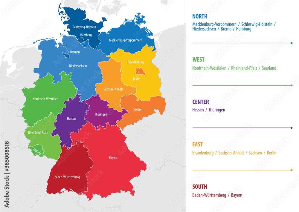 Vector map of regions of Germany