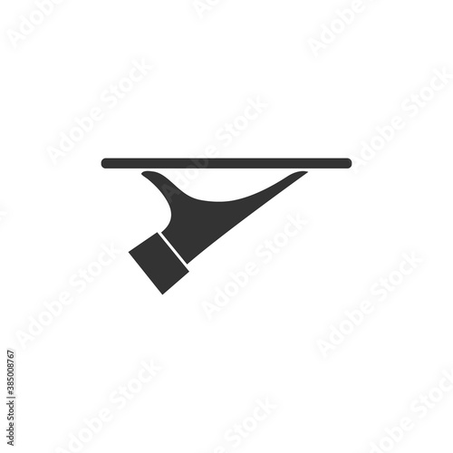 Waiter black icon symbol. Hand holding tray vector illustration isolated on white