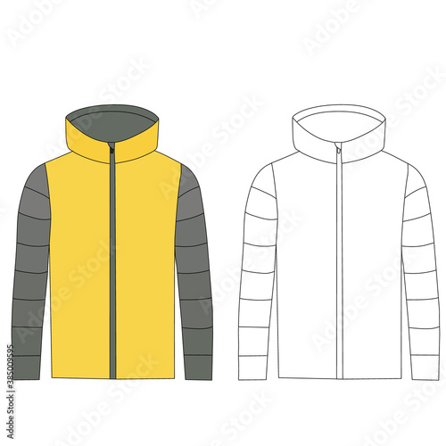 vector, isolated, women's jacket, outline sketch