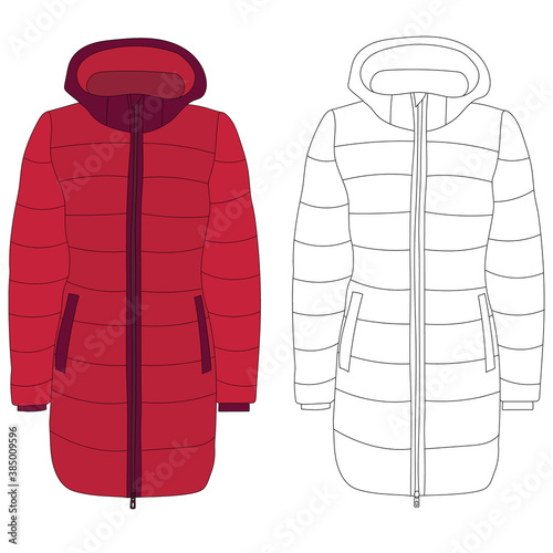 vector, isolated, red coat, outline sketch