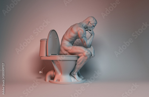 Schilderij op canvas rodin thinker 3d illistration