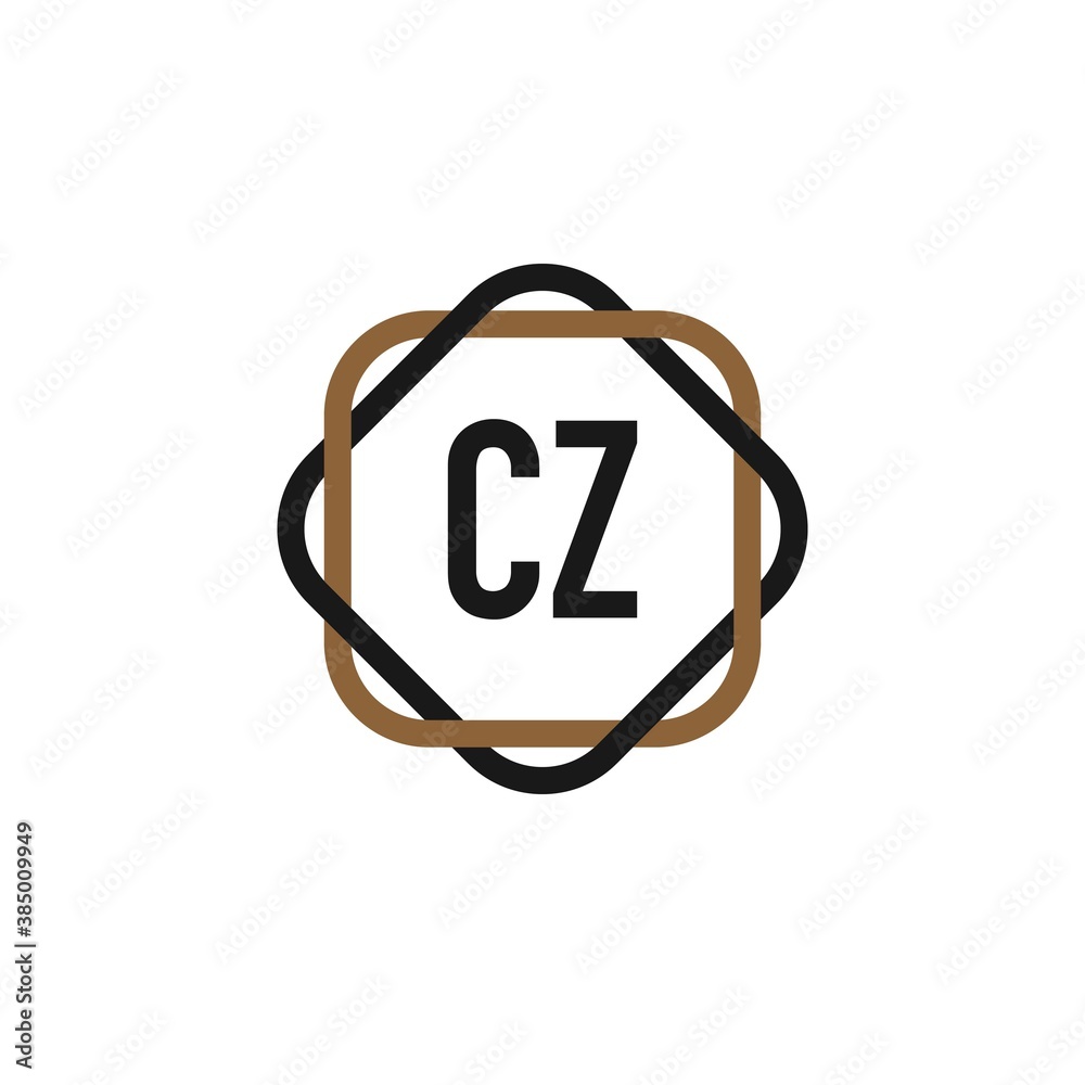 Initial Letter cz Elegance Logo Design Template. Creative line badge template logo - obrazy, fototapety, plakaty 