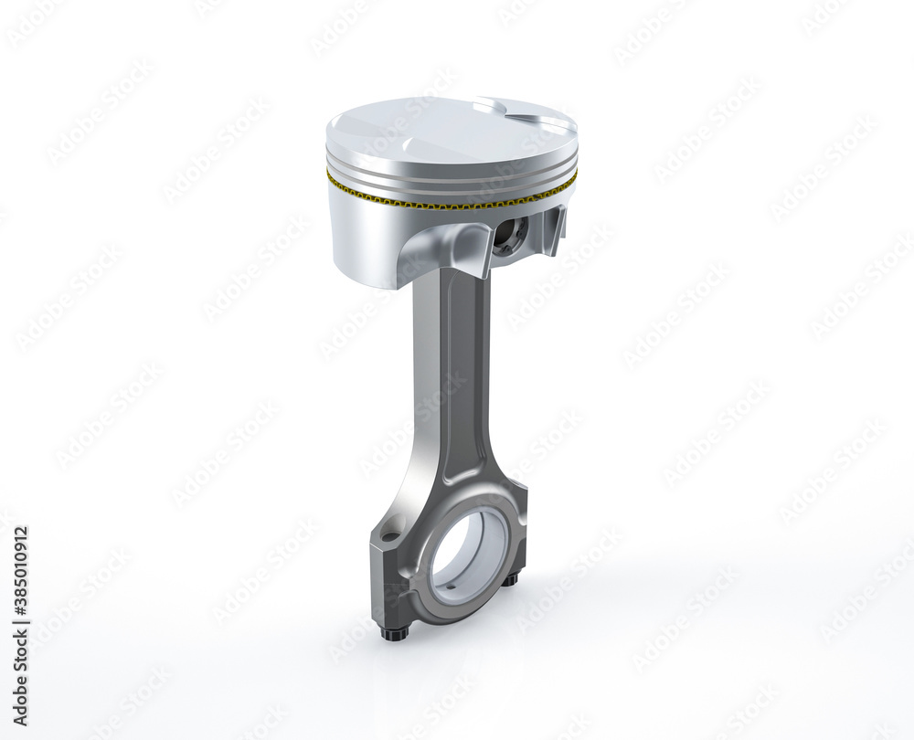 3d illustration of car piston engine and connecting rod isolated on white background 3d illustration of car piston engine and connecting rod isolated on white background