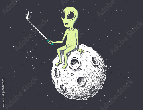 Alien makes selfie on Moon