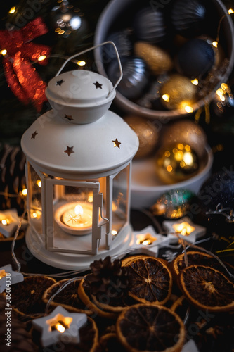 Christmas flashlight  Christmas toys  Christmas toys. Beautiful bokeh.