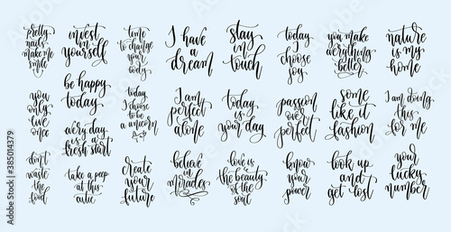 Set of 25 positive quotes design, motivation and inspiration phrases