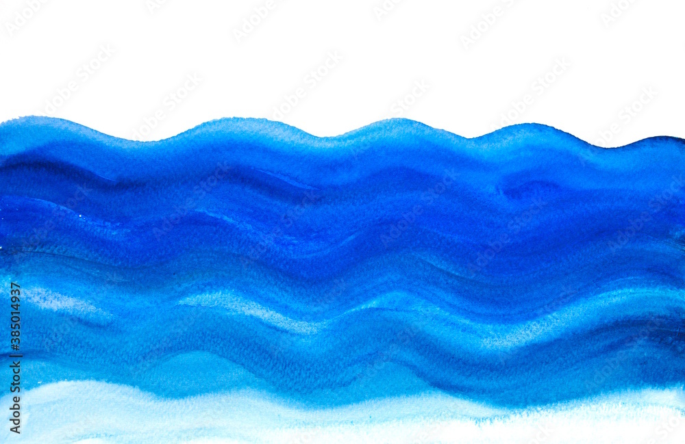 Blue watercolor background, water flow, waves Blue watercolor background, water flow, waves
