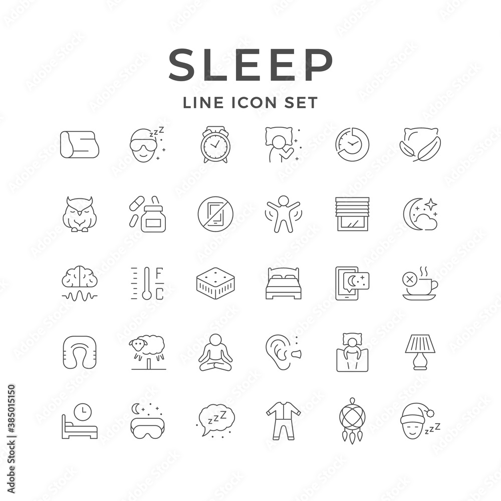 Set line icons of sleep Set line icons of sleep