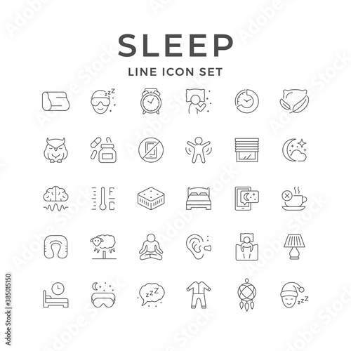 Set line icons of sleep