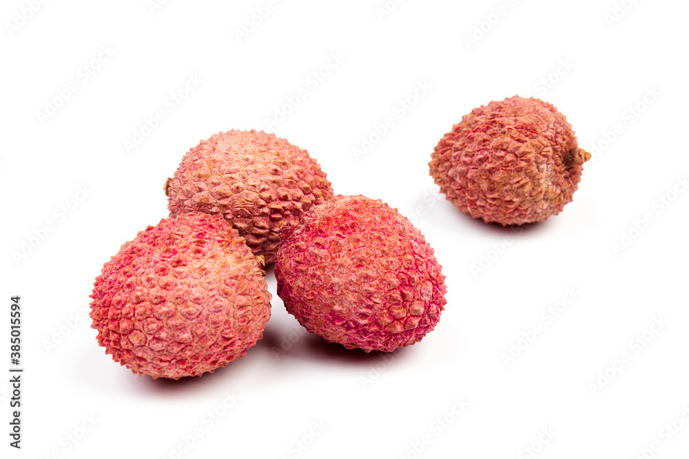 Ripe lychee isolated on white background. Close up Ripe lychee isolated on white background. Close up