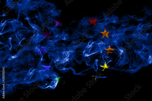 Europe, European, Gay smoke flag isolated on black background