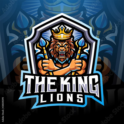 The king lions esport mascot logo design