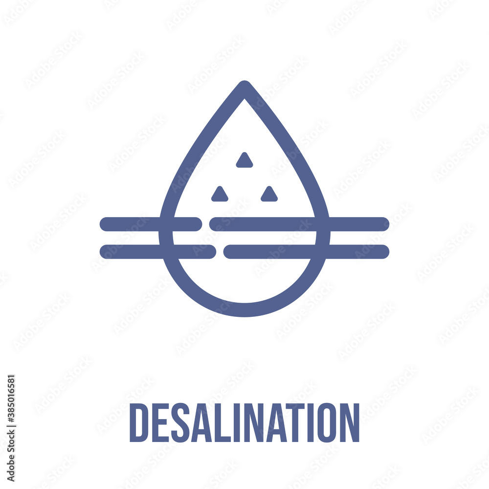 Water Desalination Line Clean Water Icon Water Desalination Line Clean Water Icon