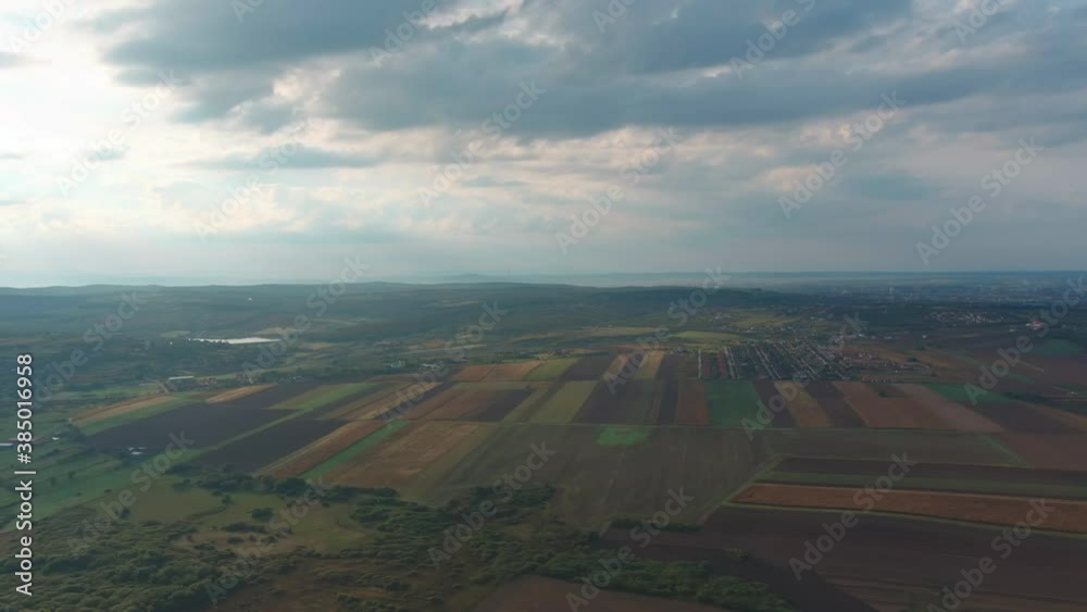Above Open Fields Agricultural Summer Sunny Day Country Side Drone Aerial Above Open Fields Agricultural Summer Sunny Day Country Side Drone Aerial