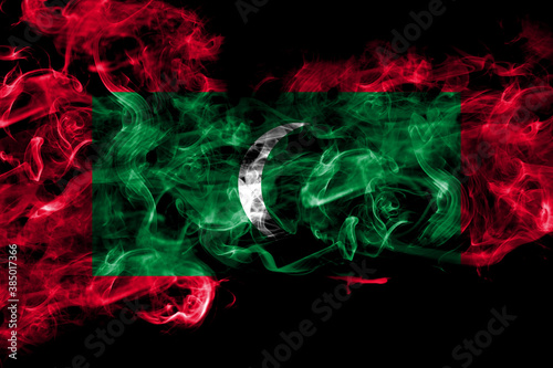 Maldives, Maldivian smoke flag isolated on black background
