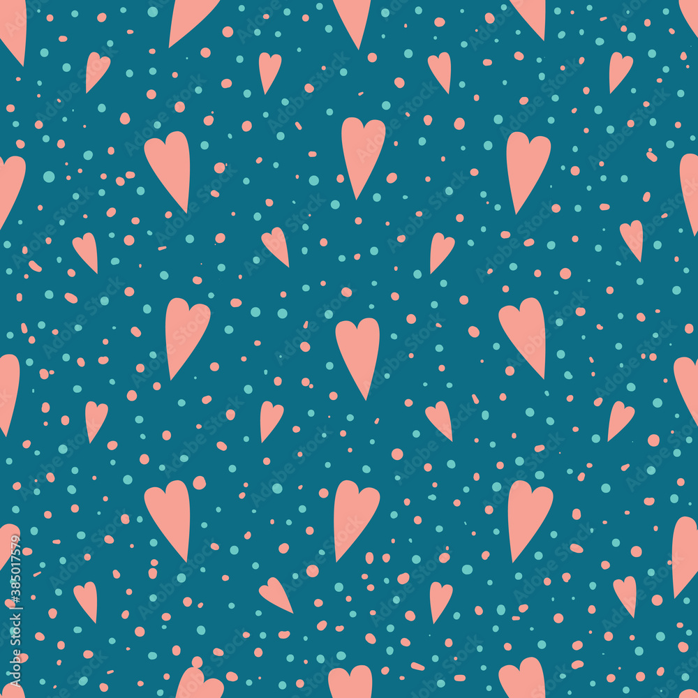 Repeated hearts and polka dot. Cute seamless pattern. Repeated hearts and polka dot. Cute seamless pattern.