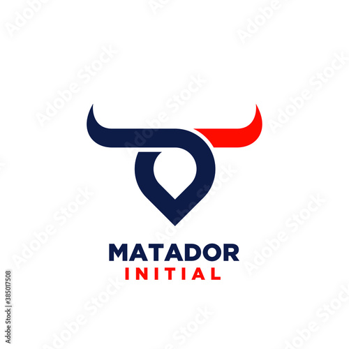 matador bull horn head logo icon design vector illustration white background