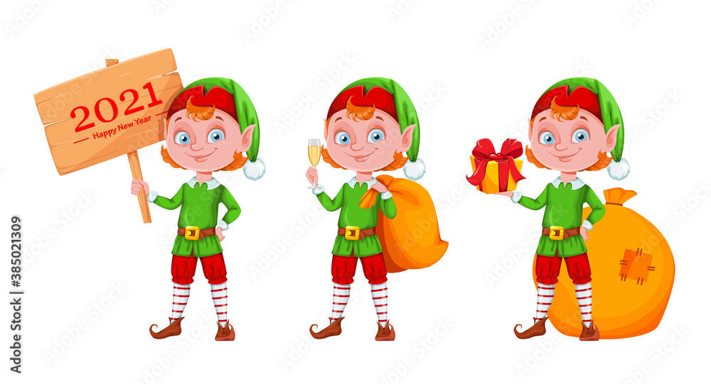 Cute Christmas elf cartoon character Cute Christmas elf cartoon character