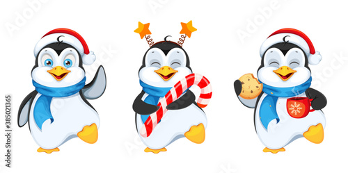 Funny penguin cartoon character
