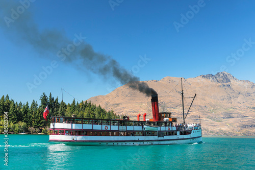 The Earnslaw steam boat on Lake Wakapitu, Queenstown, Otago, South Island, New Zealand, Pacific photo