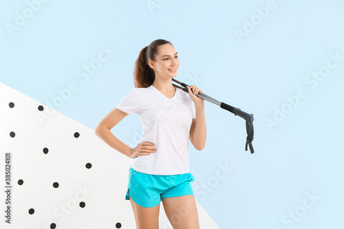 Young woman with walking po...