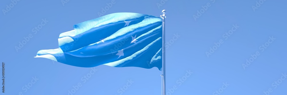 3D rendering of the national flag of Micronesia waving in the wind