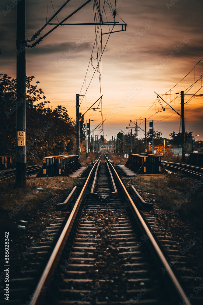 railway at sunset