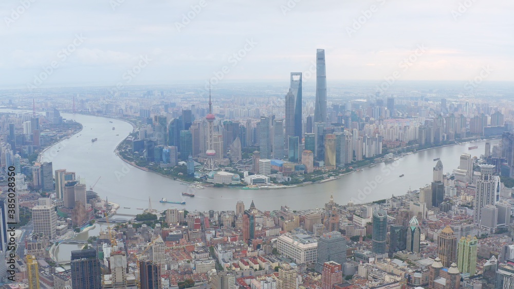 Naklejka premium aerial view of Shanghai city