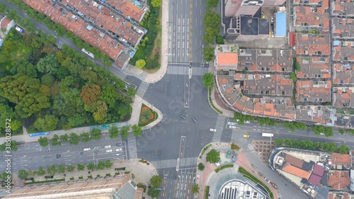 Photography aerial view of Shanghai city