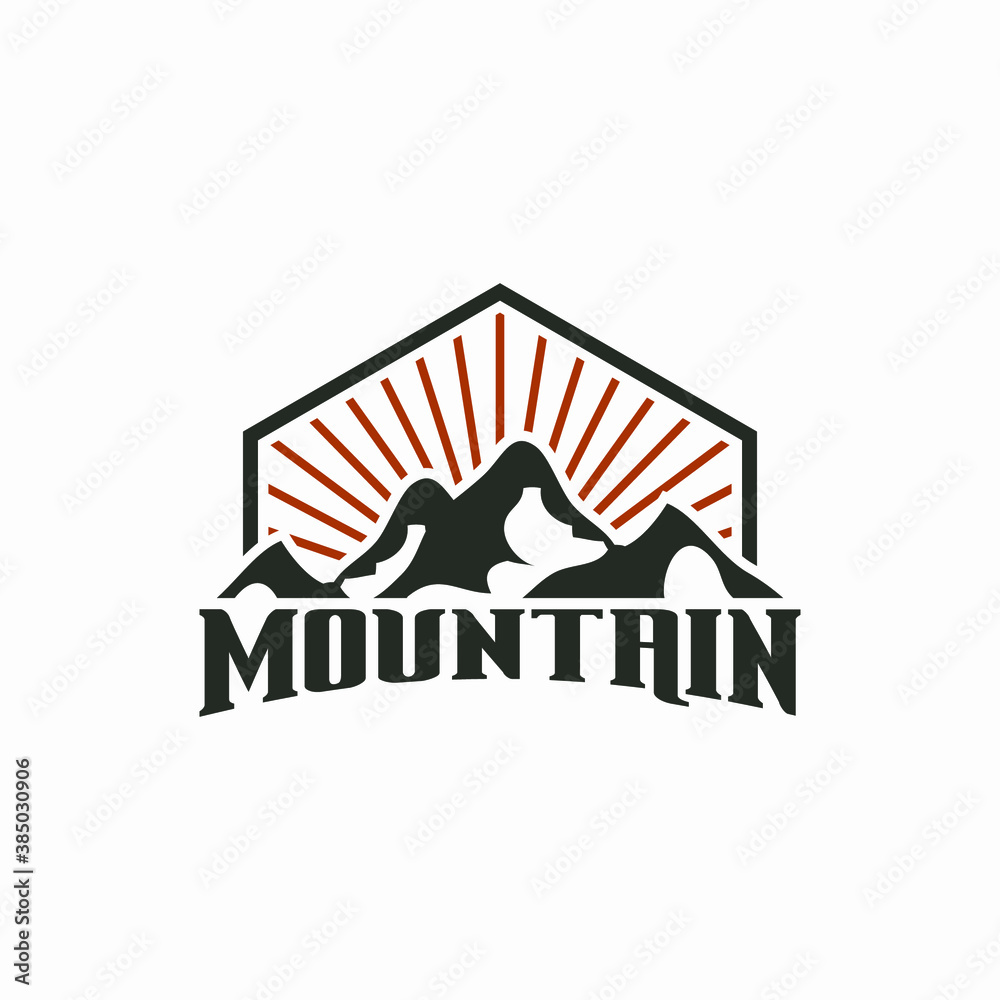 Modern vintage mountain emblem logo