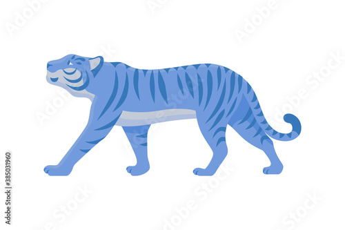 Astrology Chinese Tiger vector illustration in blue colour