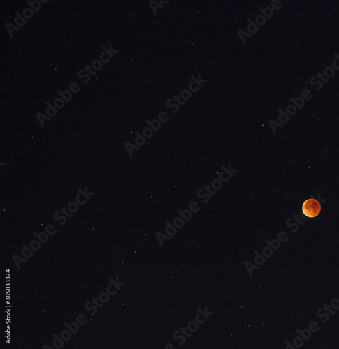 Close up picture of the blood moon during lunar eclipse