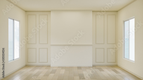 Classic style yellow empty room, living room - 3d rendering © Bunpoht