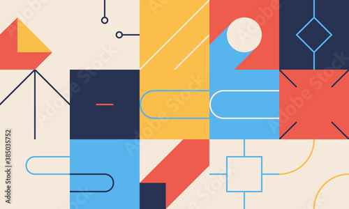 Abstract Line Art With Simple Geometric Shapes Vector Pattern Graphics
