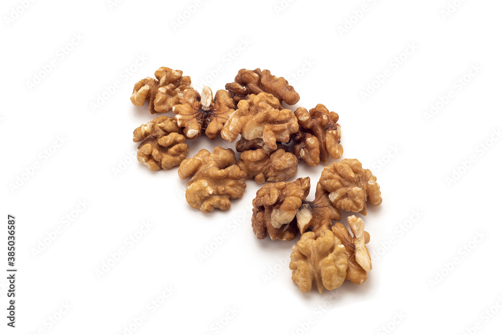 Walnut on a white background with shadows Walnut on a white background with shadows