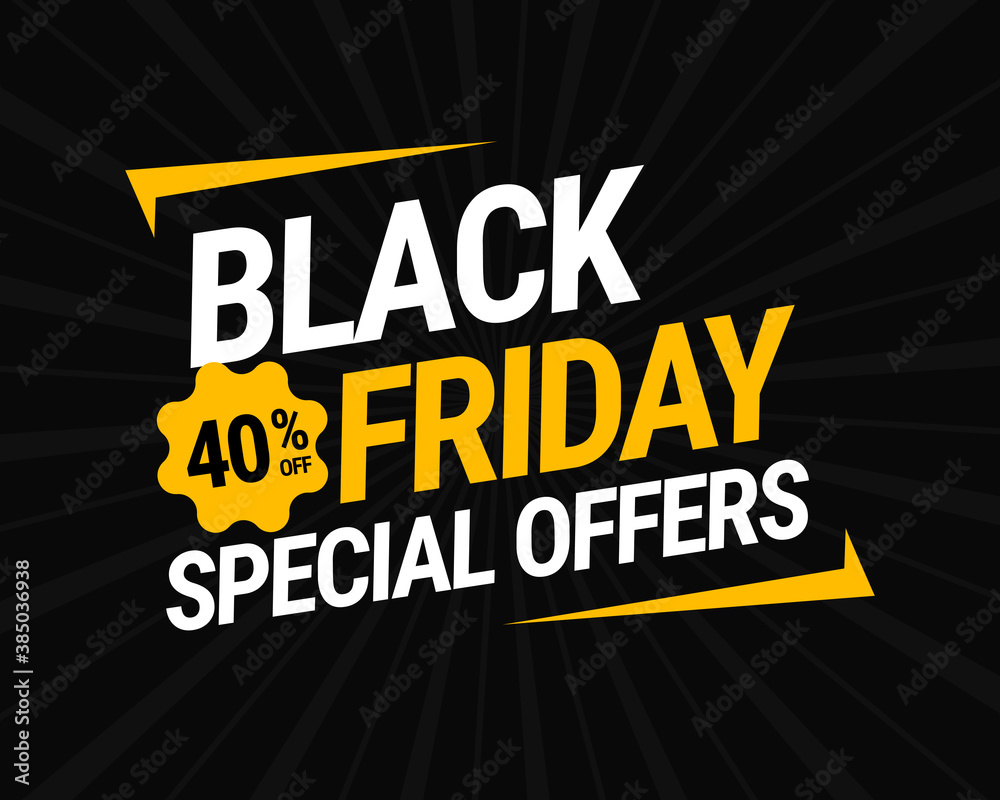 Black friday exclusive offers banner in flat design. Editable template