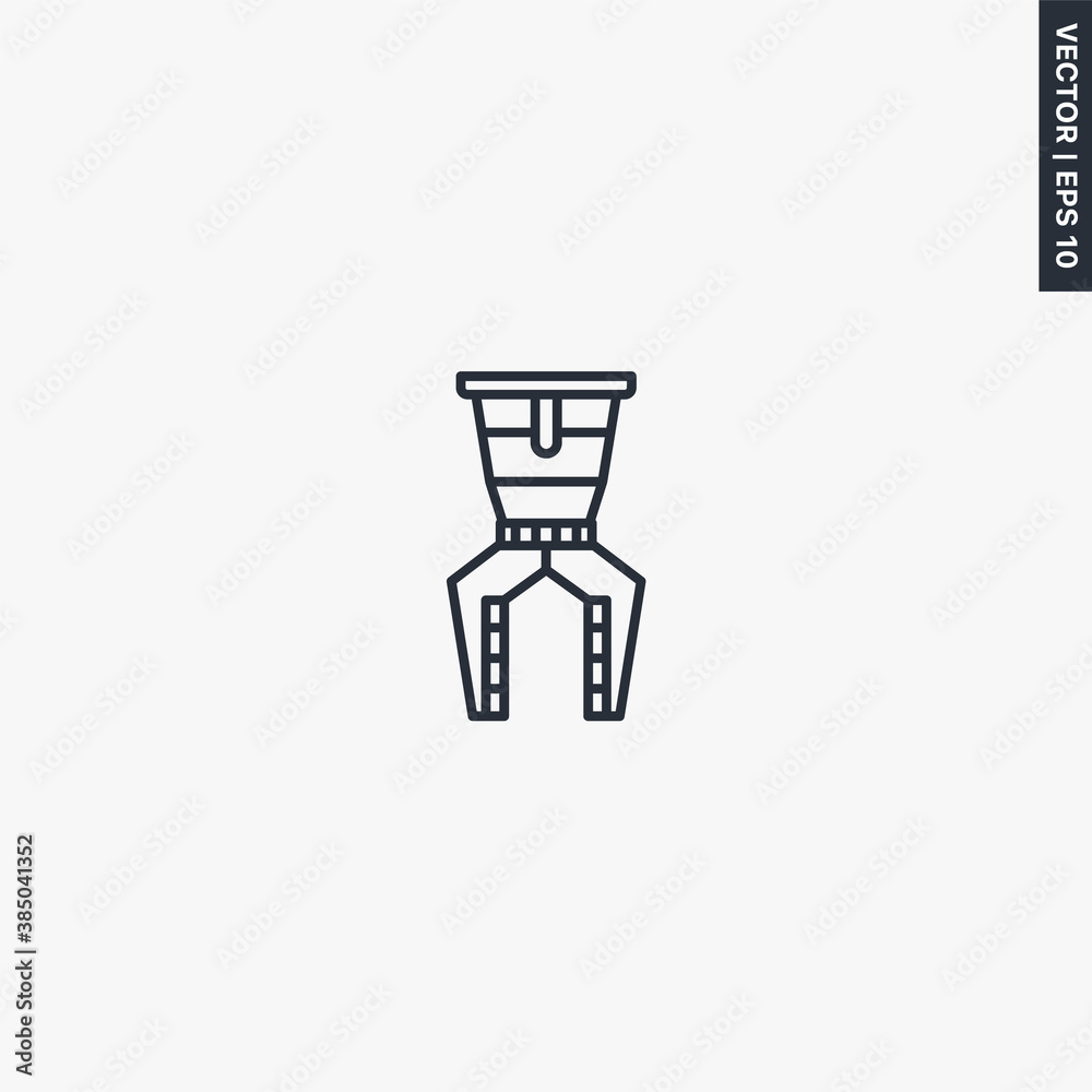 industrial robotic claw, linear style sign for mobile concept and web design