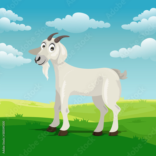 goat cartoon in the yard stock vector illustration