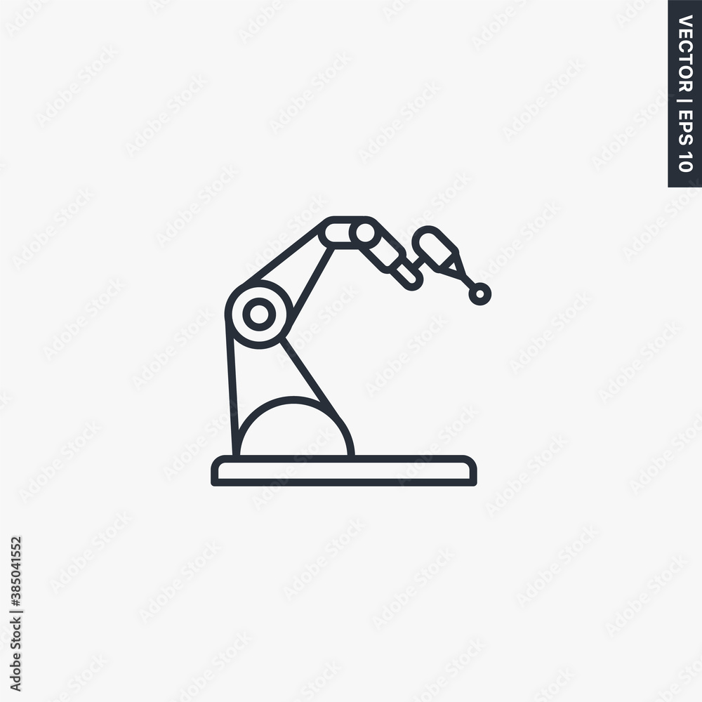 Welding robotic arm, linear style sign for mobile concept and web design Welding robotic arm, linear style sign for mobile concept and web design
