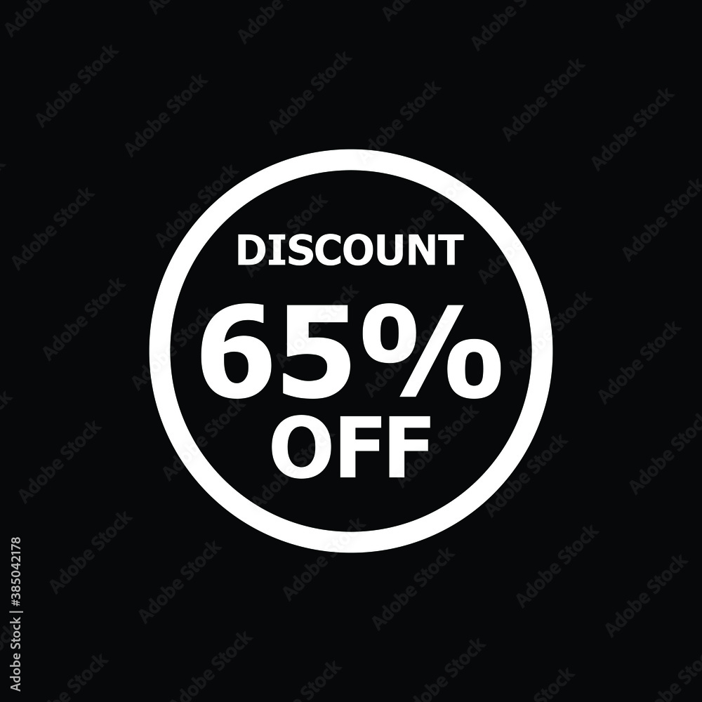 Sale discount icon with white background. Special offer price signs, Discount 65% OFF Sale discount icon with white background. Special offer price signs, Discount 65% OFF