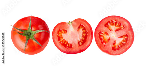 Fresh tomatoes on white background