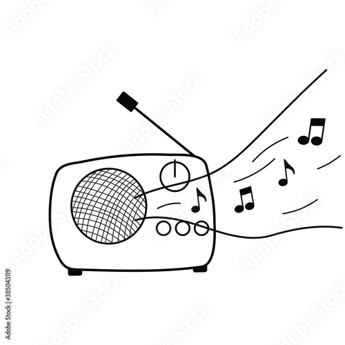 Cute Hand Drawn radio Vector illustration on white background