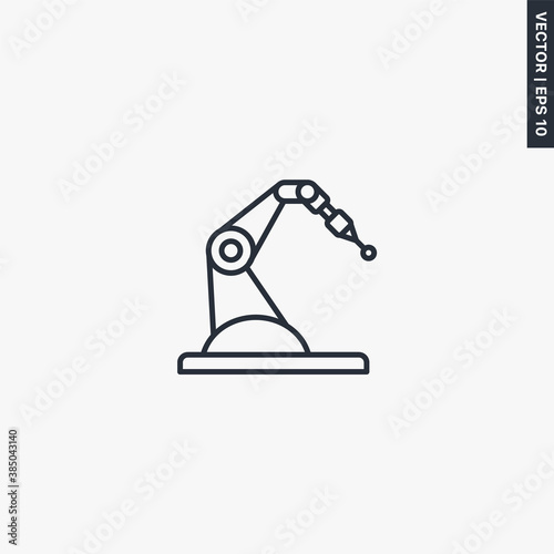 Laser robotic arm, linear style sign for mobile concept and web design
