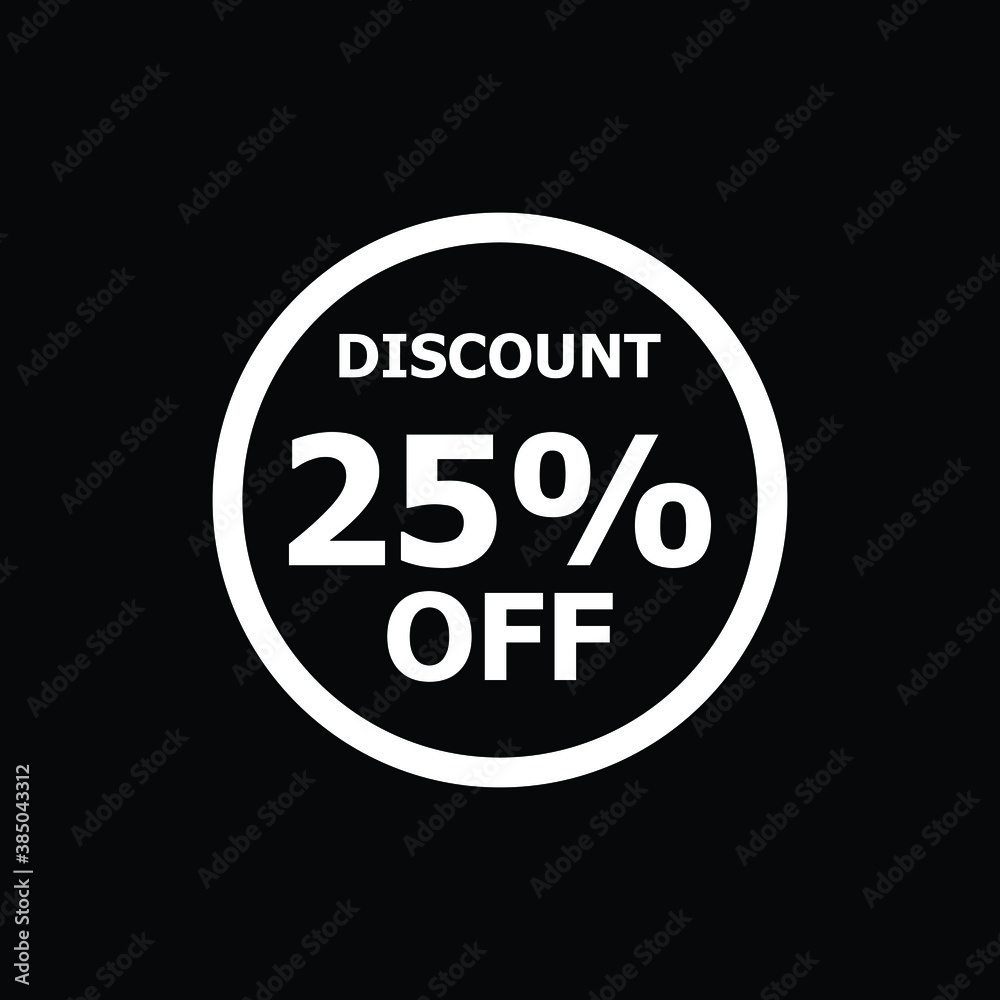 Sale discount icon with white background. Special offer price signs, Discount 25% OFF