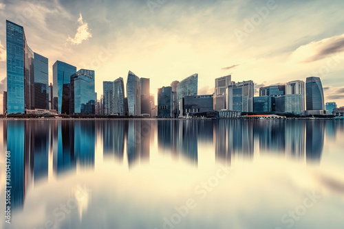 View of Marina Bay at sunset in Singapore City  Singapore