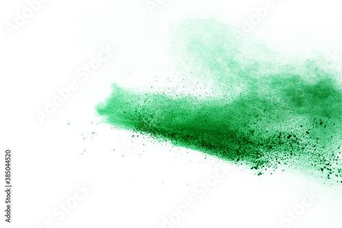 Fototapeta Naklejka Na Ścianę i Meble -  Green colored splatted over white background.