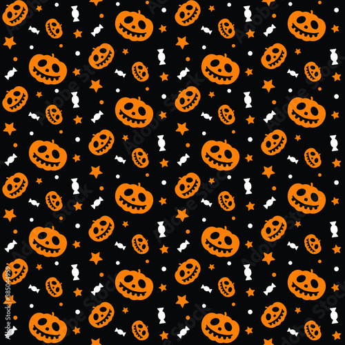  Halloween Trick or Treat vector seamless texture pumpkin candy star orange black 